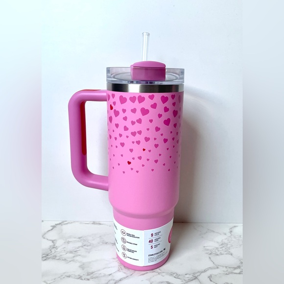 New LIMITED EDITION Stanley Tumbler 30oz Target Valentines Day Pink Sweet Hearts - Picture 5 of 15